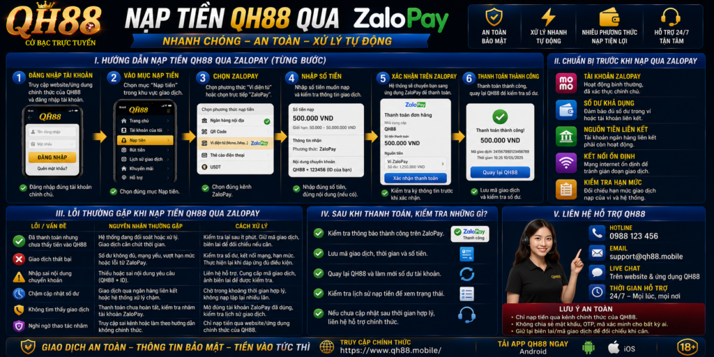 Nạp tiền QH88 qua ZaloPay